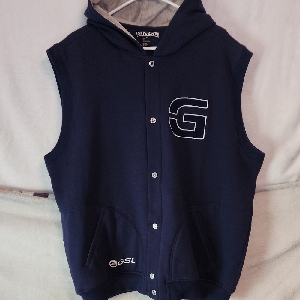 Men's Navy Blue Hooded Vest